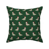 Christmas Ducks - Santa hats & Scarfs - dark green - LAD23