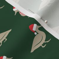 Christmas Ducks - Santa hats & Scarfs - dark green - LAD23