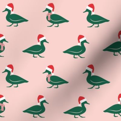 Christmas Ducks - Santa hats & Scarfs - pink - LAD23