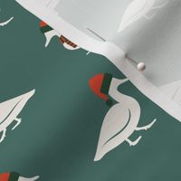 Christmas Ducks - Santa hats & Scarfs - green - LAD23