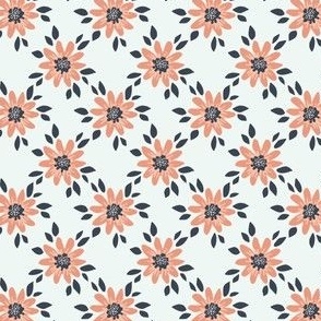 Seamless Blush Pink and Navy Blue Flowers