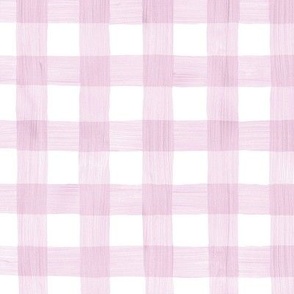 Pink and White Watercolor Gingham _Medium Scale