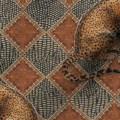 15" Leopard, Leather, Snake Skin Diamonds in Rust by Audrey Jeanne