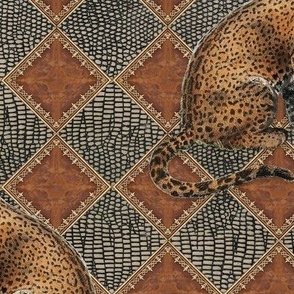 15" Leopard, Leather, Snake Skin Diamonds in Rust by Audrey Jeanne