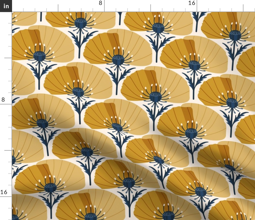 6" Motif Large / Half Poppy / Ochre Yellow