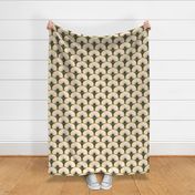 6" Motif Large / Half Poppy / Cream on Solid Khaki