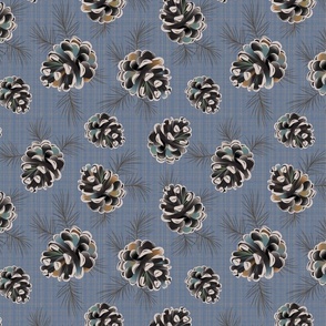 Pine Cones smoky light Blue 2