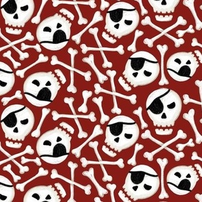 Pirate Skull and bones on a dark red background