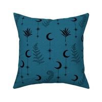 moon and fern - dark teal