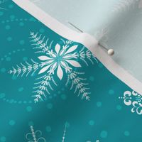 Blue Retro Snowflakes Pattern