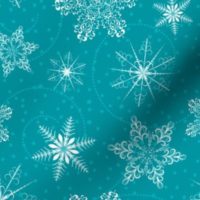 Blue Retro Snowflakes Pattern