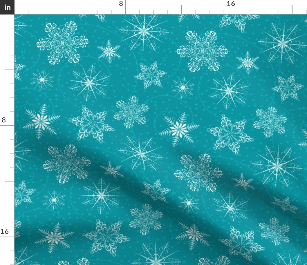 Blue Retro Snowflakes Pattern