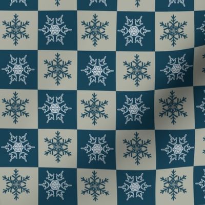 Blue Gold Holiday Snowflakes Pattern