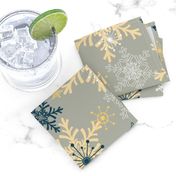 Blue Gold Holiday Snowflakes Pattern