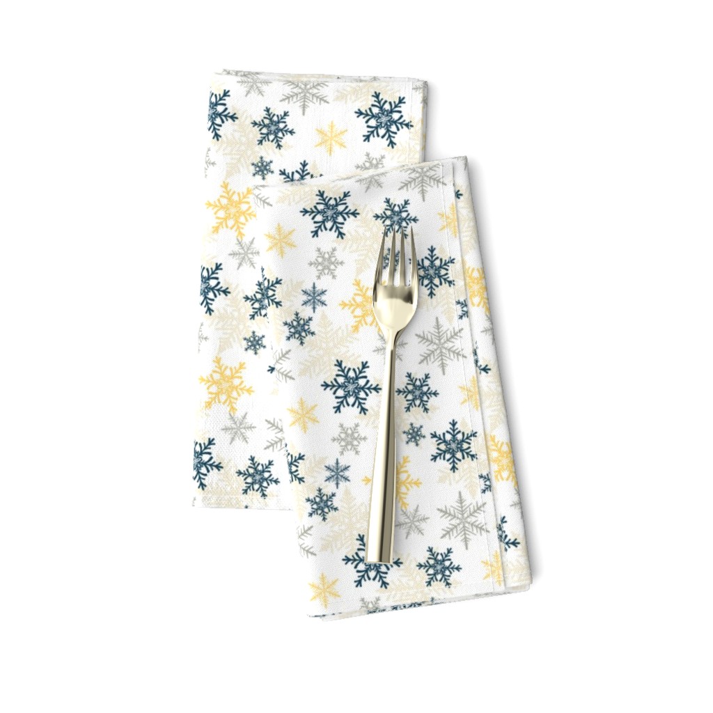 Blue Gold Holiday Snowflakes Pattern