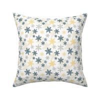 Blue Gold Holiday Snowflakes Pattern