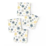 Blue Gold Holiday Snowflakes Pattern