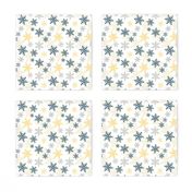 Blue Gold Holiday Snowflakes Pattern