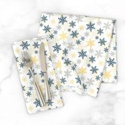 Blue Gold Holiday Snowflakes Pattern