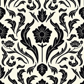 Floral Damask - Black