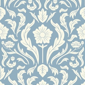 Floral Damask - French Blue