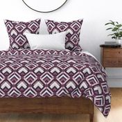 Patchwork Pattern / Cheater Quilt in shades of purple, neutral beige and white  - medium scale