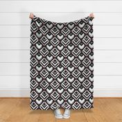 Patchwork Pattern / Cheater Quilt with black, grey, white and red  - medium scale
