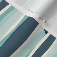 Shark Fins in Waves - (SMALL) - teal navy blue ivory white