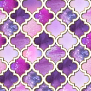 purple galaxy Moroccan tile watercolor 