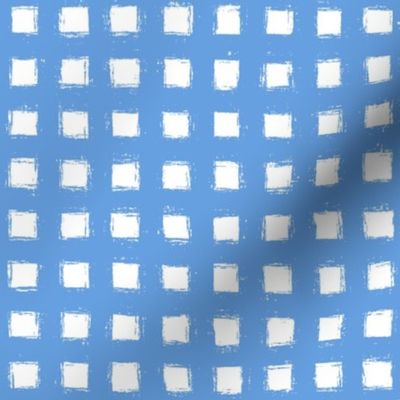 Distressed Floating White Squares on Cornflower Blue