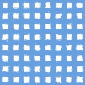 Distressed Floating White Squares on Cornflower Blue