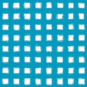 Distressed Floating White Squares on Caribbean Blue