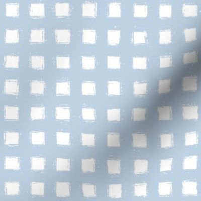 Distressed Floating White Squares on Fog Blue