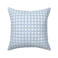 Distressed Floating White Squares on Fog Blue