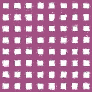 Distressed Floating White Squares on Medium Mulberry