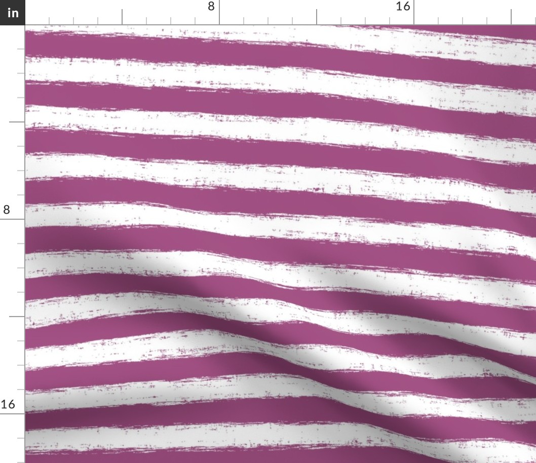 Horizontal White Distressed Stripes on Medium Mulberry