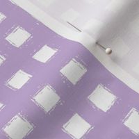 Distressed Floating White Squares on Dusty Lavender