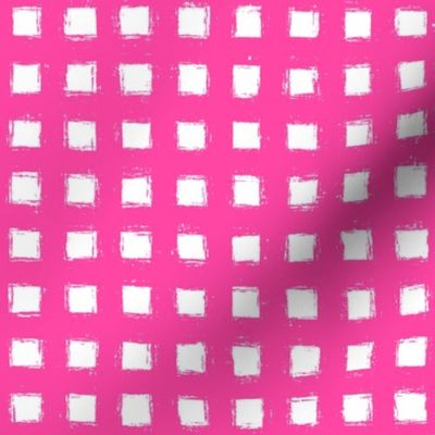 Distressed Floating White Squares on Hot Pink
