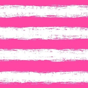 Horizontal White Distressed Stripes on Hot Pink