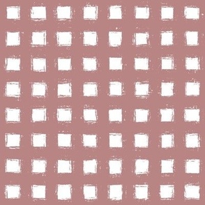 Distressed Floating White Squares on Dusty Rose