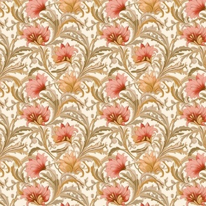 Small Elegant Floral Euphoria: Soft Pink Blooms on Beige