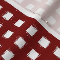 Distressed Floating White Squares on Brick Red