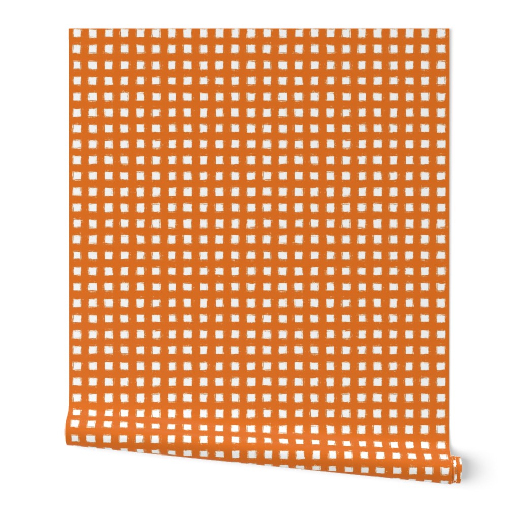 Distressed Floating White Squares on Carrot Orange