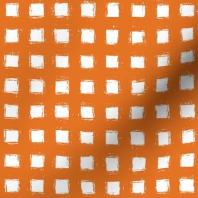 Distressed Floating White Squares on Carrot Orange