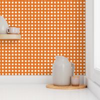 Distressed Floating White Squares on Carrot Orange