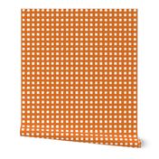 Distressed Floating White Squares on Carrot Orange