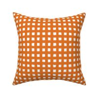 Distressed Floating White Squares on Carrot Orange