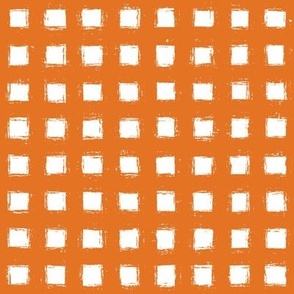 Distressed Floating White Squares on Carrot Orange