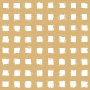 Distressed Floating White Squares on Honey Gold