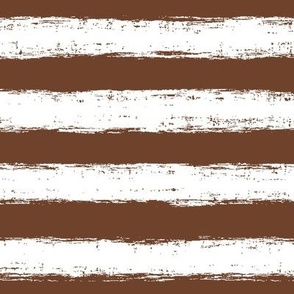 Horizontal White Distressed Stripes on Cinnamon Brown